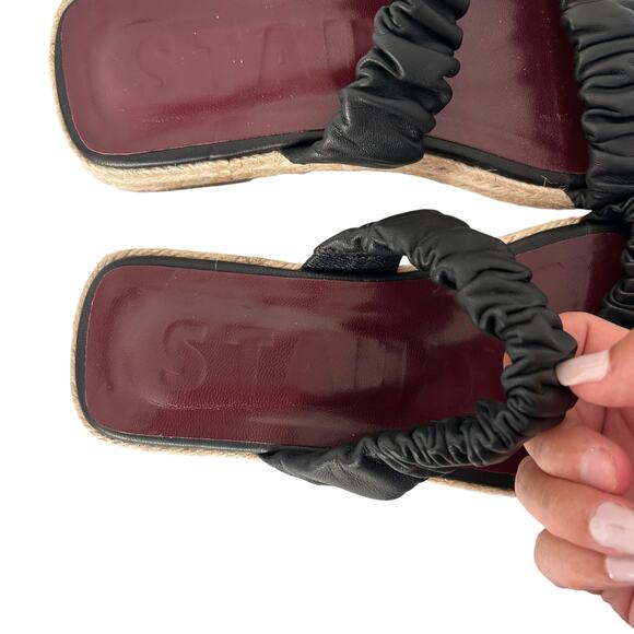 STAUD Black Maya Ruched Espadrille Slides Sz 37 - Picture 2 of 7